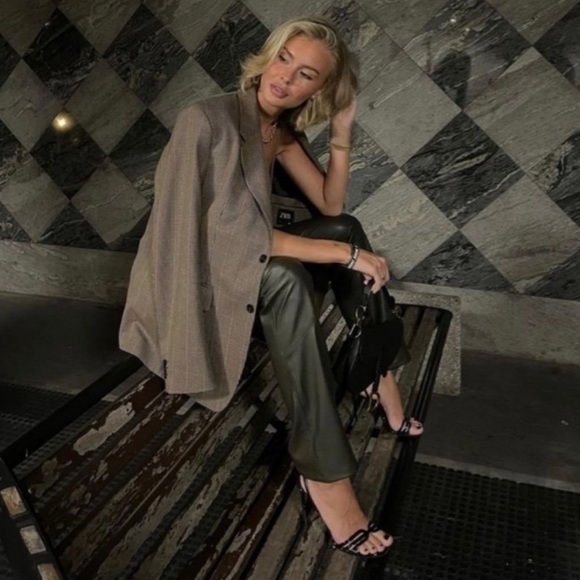 NWT Zara Green Leather Pants - Picture 6 of 7